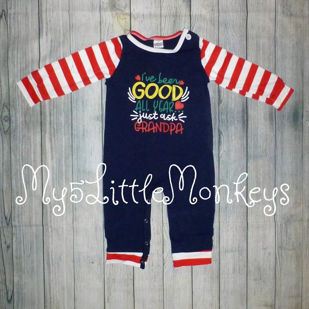 Baby Boys Christmas Grandpa Boutique Ruffle Romper Jumpsuit